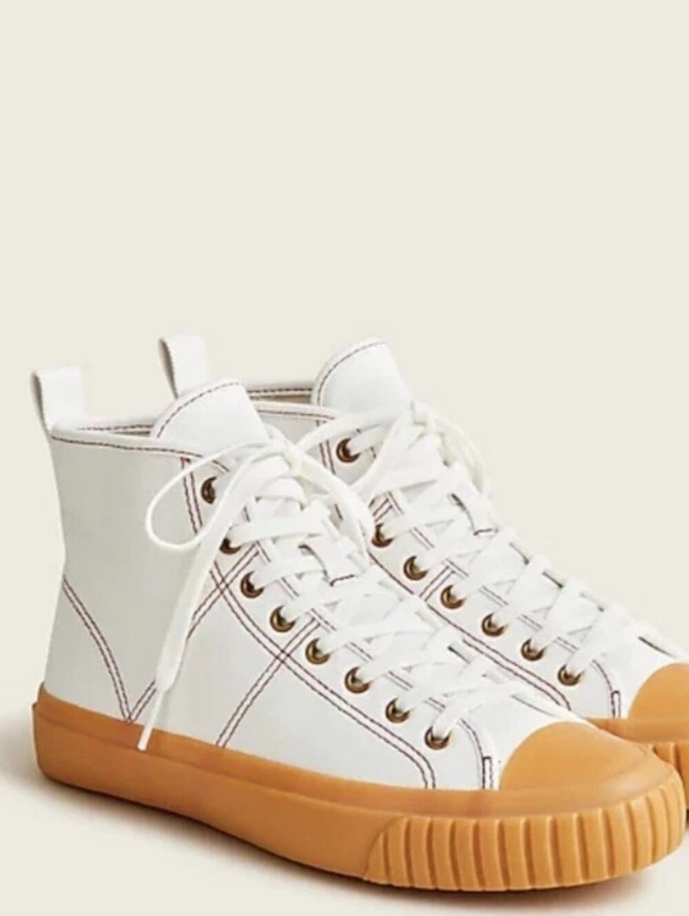 J crew Canvas High-Top Sneakers with Gum Sole - Women's Casual Lace-Up